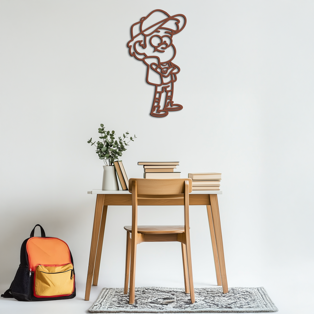 Dipper Pines Metal Wall Art – Gravity Falls-Inspired Silhouette for Fans and Collectors- KAF654