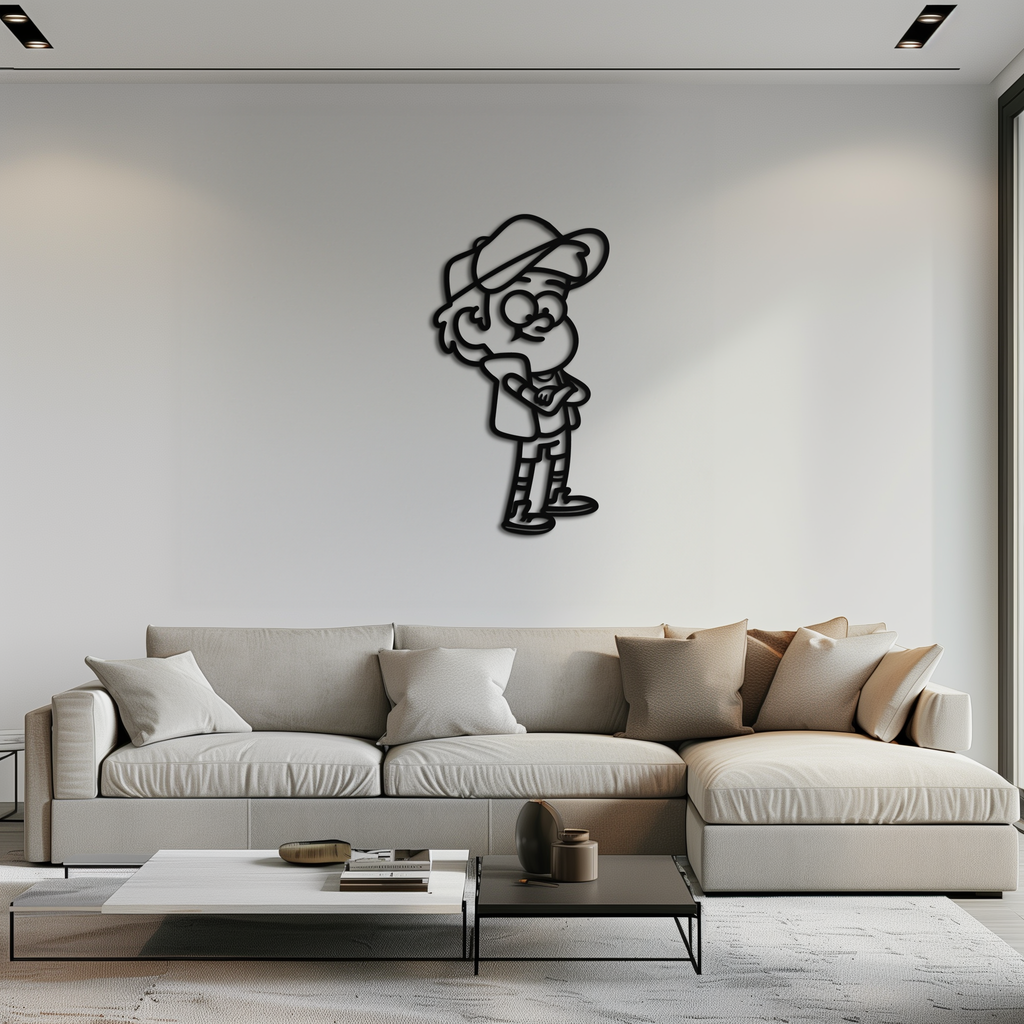 Dipper Pines Metal Wall Art – Gravity Falls-Inspired Silhouette for Fans and Collectors- KAF654
