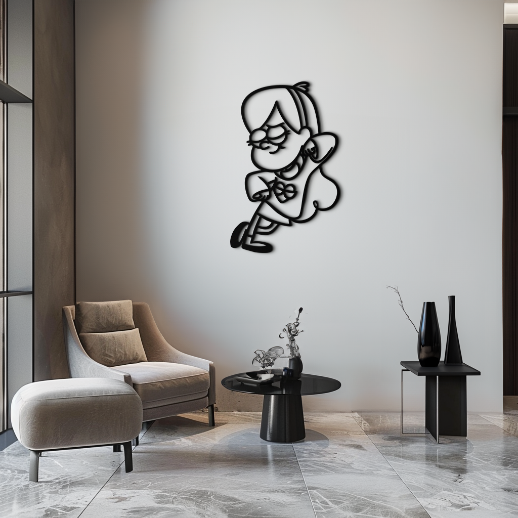 Mabel Pines Metal Wall Art – Gravity Falls-Inspired Playful Silhouette for Fans- KAF655