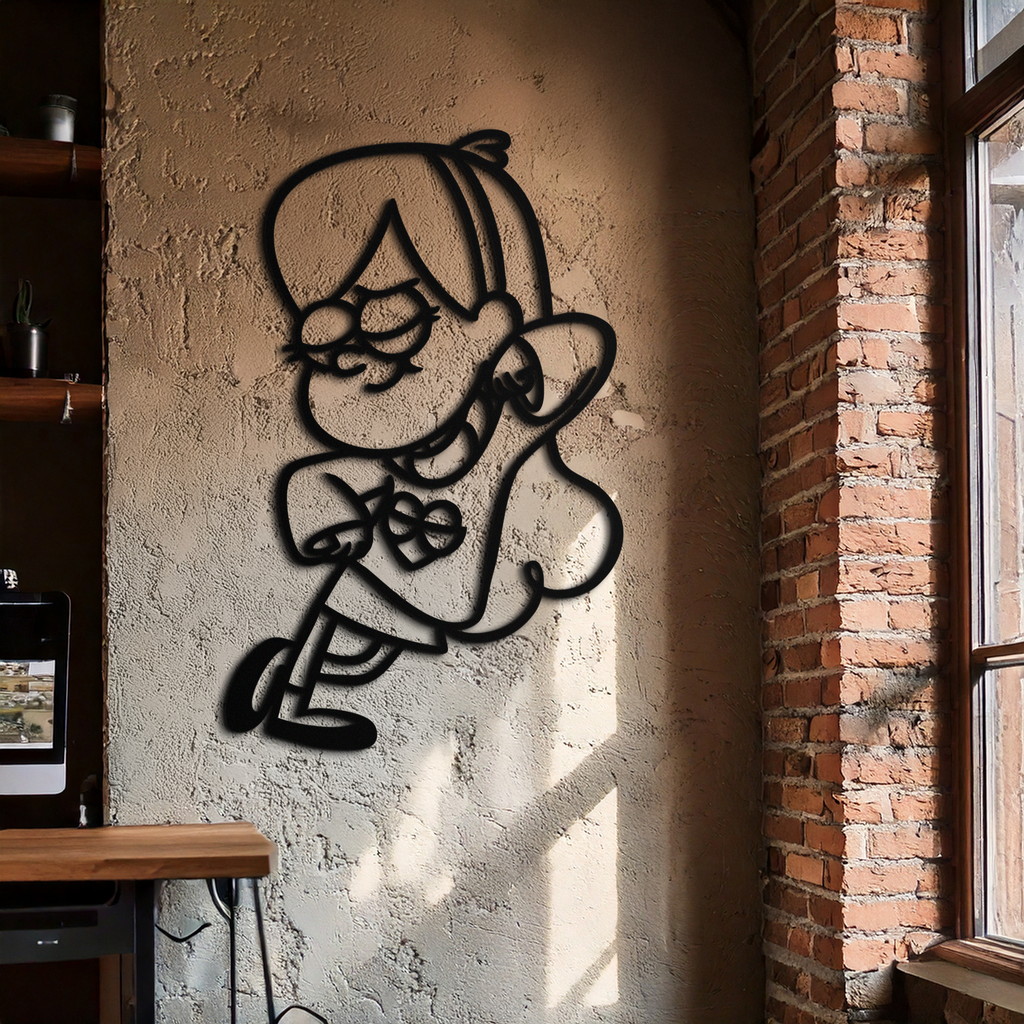 Mabel Pines Metal Wall Art – Gravity Falls-Inspired Playful Silhouette for Fans- KAF655