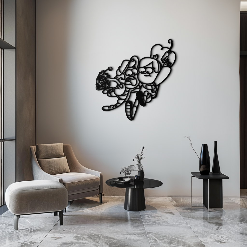 Mabel & Dipper Pines Metal Wall Art – Gravity Falls-Inspired Silhouette for Fans- KAF661