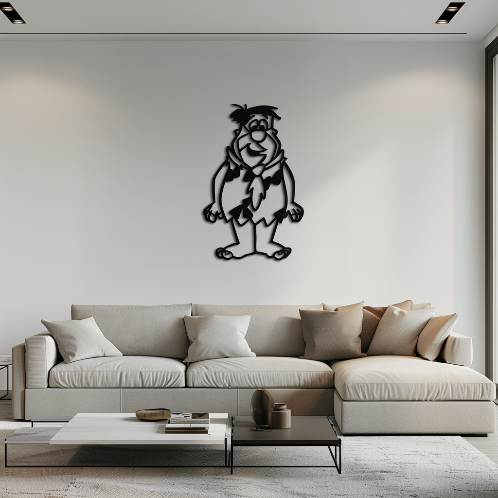 Fred Flintstone Metal Wall Art – Iconic Cartoon Character Silhouette for Fans- KAF662