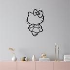 Pink Cute Cat Silhouette Metal Wall Art – Playful Character Design - KAFGP007