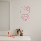 Pink Cute Cat Silhouette Metal Wall Art – Playful Character Design - KAFGP007