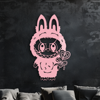 Pink Labubu Metal Wall Art – Playful Character Silhouette Decor - KAFGP008