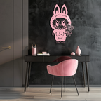 Pink Labubu Metal Wall Art – Playful Character Silhouette Decor - KAFGP008