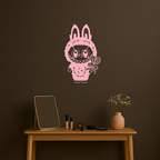 Pink Labubu Metal Wall Art – Playful Character Silhouette Decor - KAFGP008