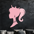 Pink Barbie Silhouette Metal Wall Art – Crowned Princess Profile Decor - KAFGP021