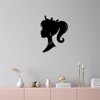 Pink Barbie Silhouette Metal Wall Art – Crowned Princess Profile Decor - KAFGP021