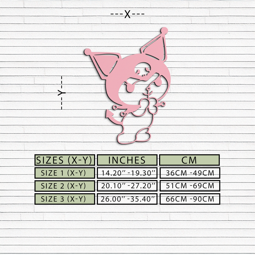 Kuromi Silhouette Metal Wall Art – Cute Gothic Character Design - KAFGP049