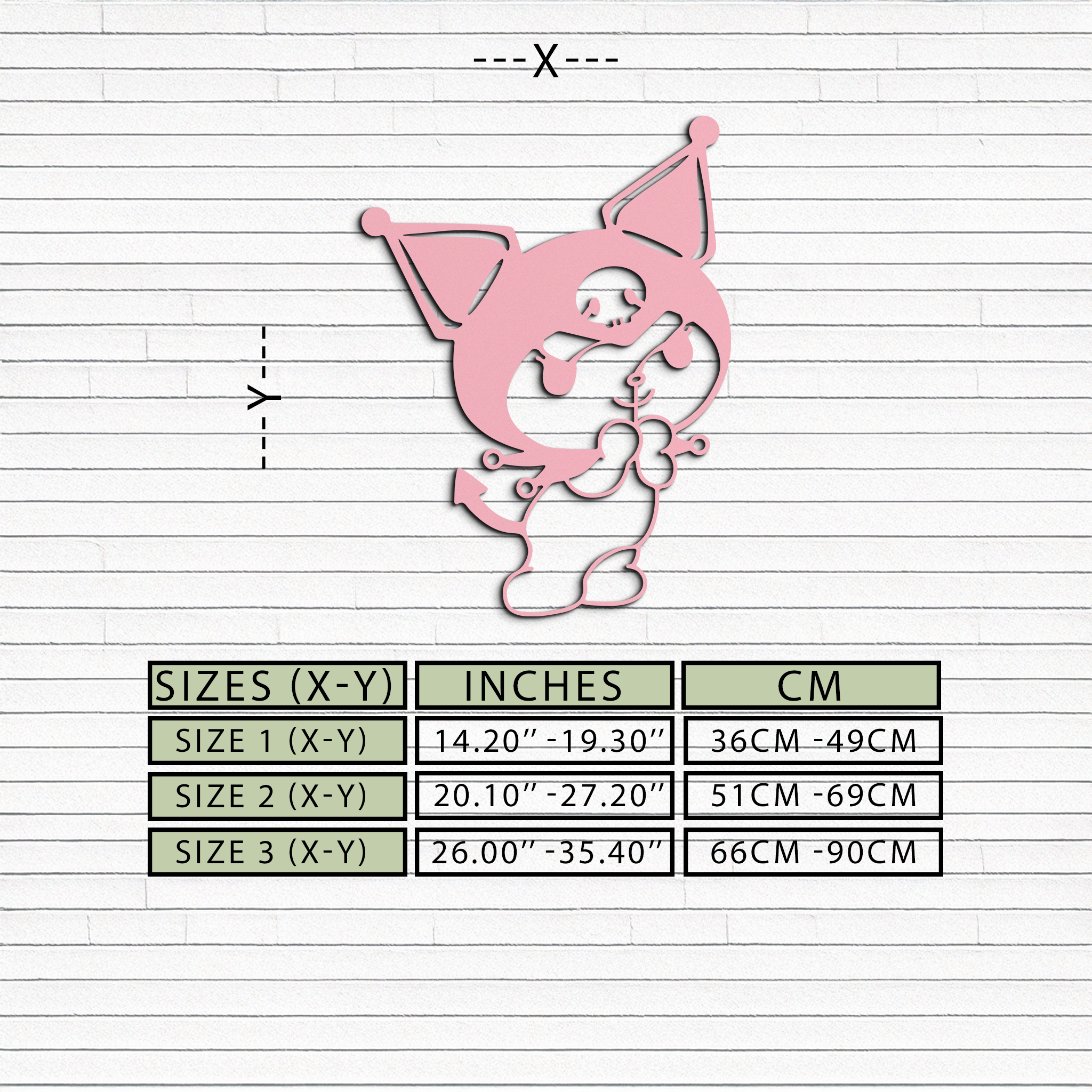 Kuromi Silhouette Metal Wall Art – Cute Gothic Character Design - KAFGP049