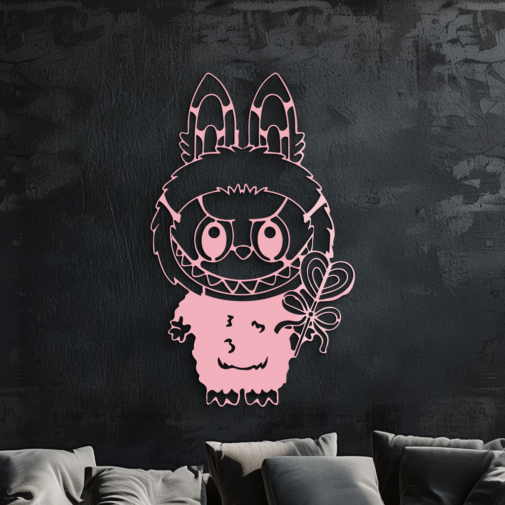 Labubu Silhouette Metal Wall Art – Cute Monster Design - KAFGP050