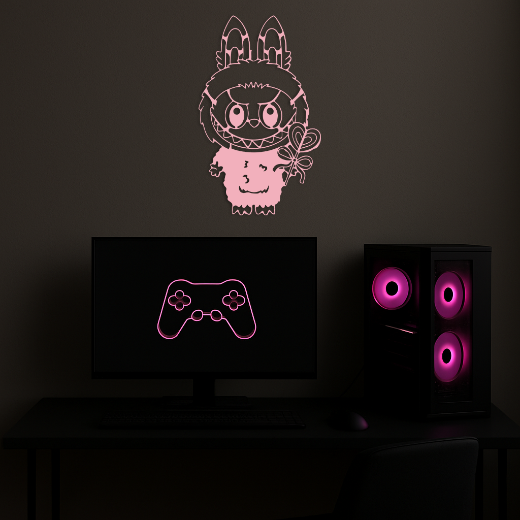 Labubu Silhouette Metal Wall Art – Cute Monster Design - KAFGP050