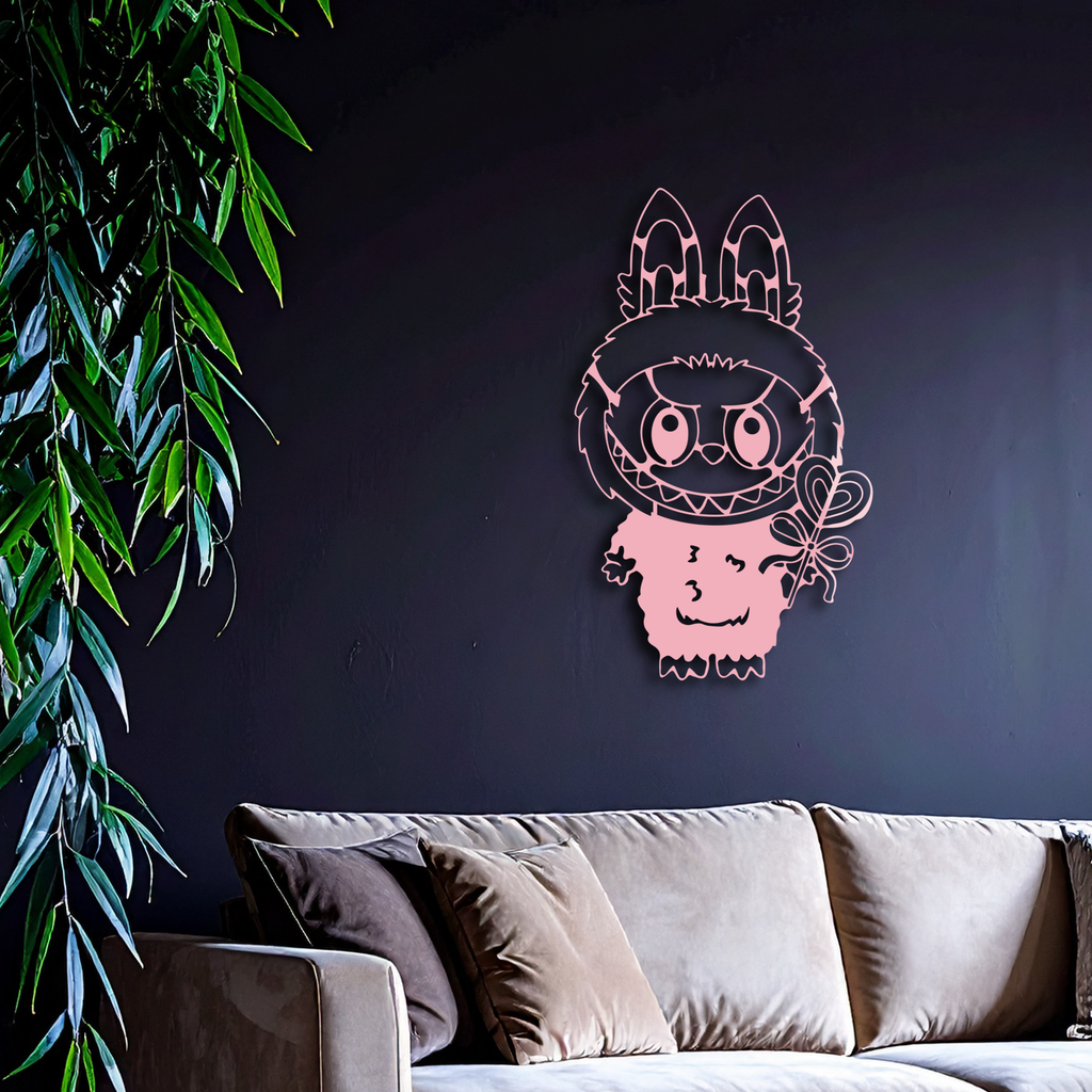 Labubu Silhouette Metal Wall Art – Cute Monster Design - KAFGP050