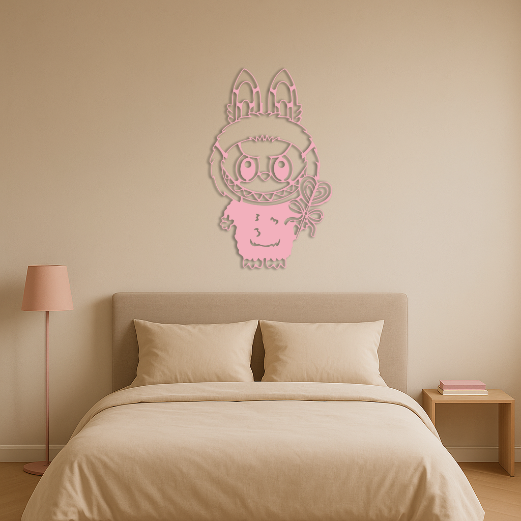 Labubu Silhouette Metal Wall Art – Cute Monster Design - KAFGP050