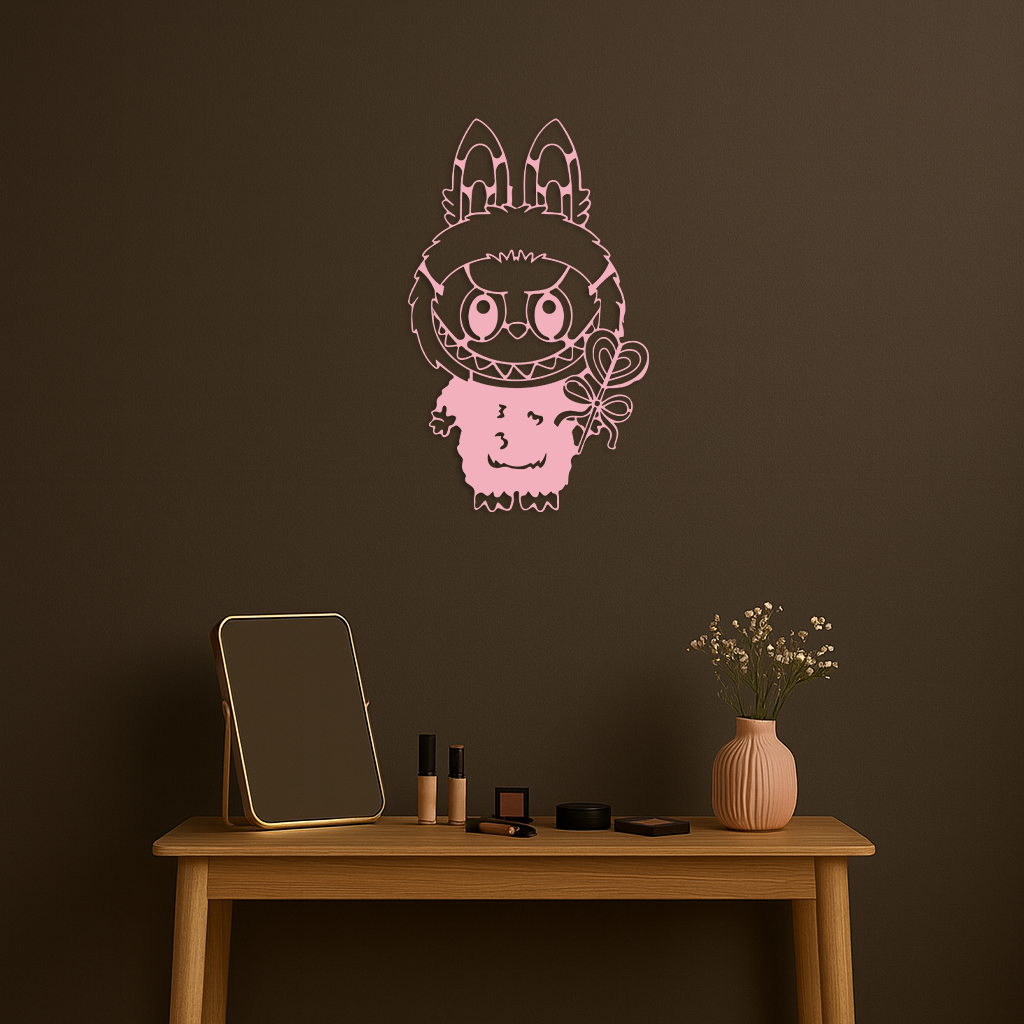 Labubu Silhouette Metal Wall Art – Cute Monster Design - KAFGP050