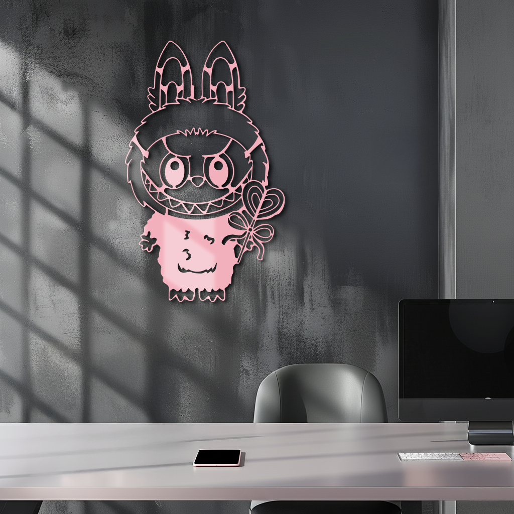 Labubu Silhouette Metal Wall Art – Cute Monster Design - KAFGP050