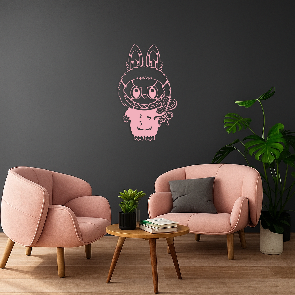 Labubu Silhouette Metal Wall Art – Cute Monster Design - KAFGP050