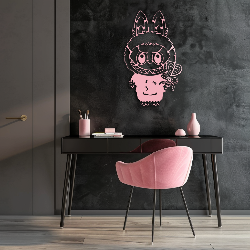 Labubu Silhouette Metal Wall Art – Cute Monster Design - KAFGP050