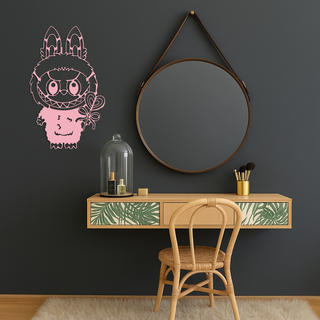 Labubu Silhouette Metal Wall Art – Cute Monster Design - KAFGP050