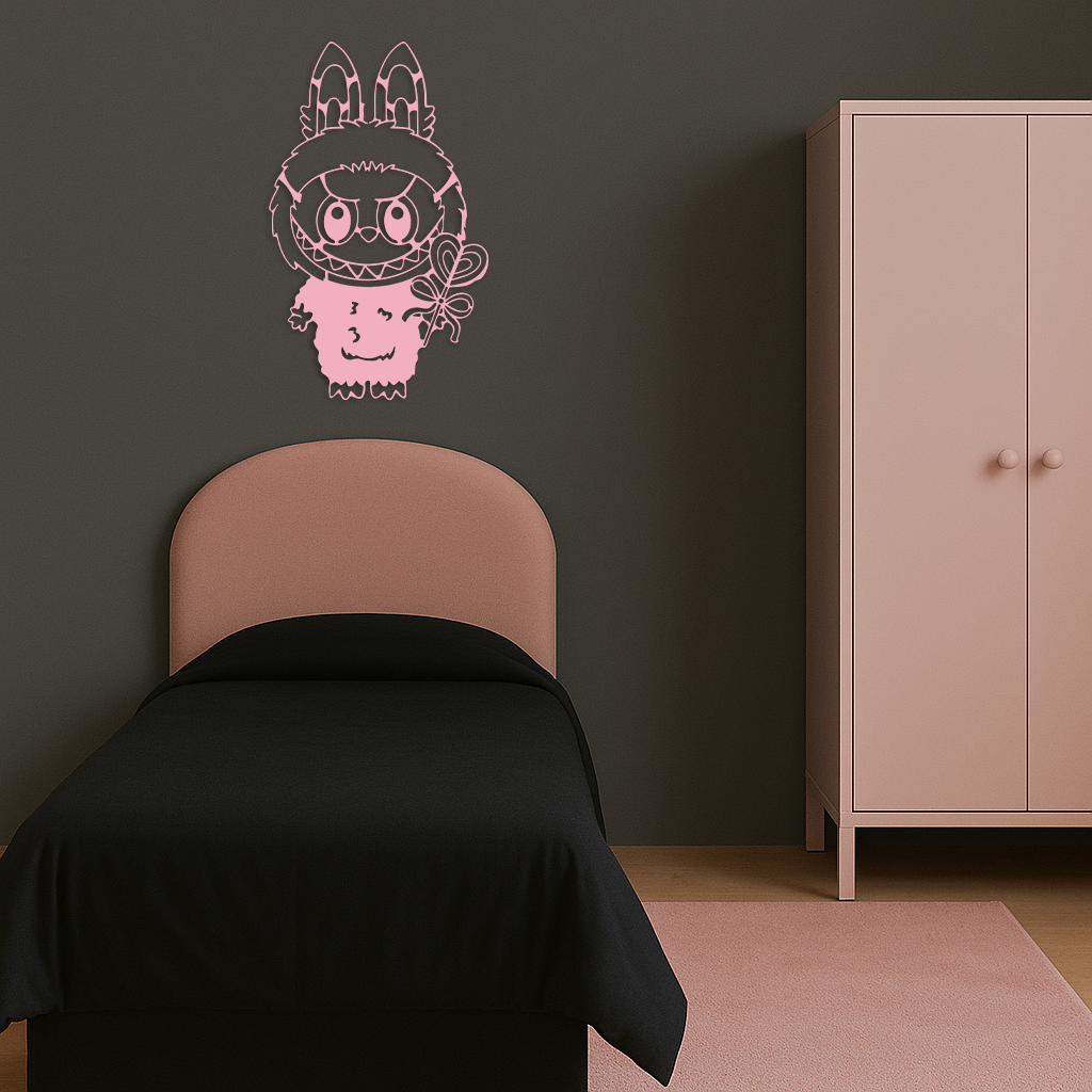 Labubu Silhouette Metal Wall Art – Cute Monster Design - KAFGP050