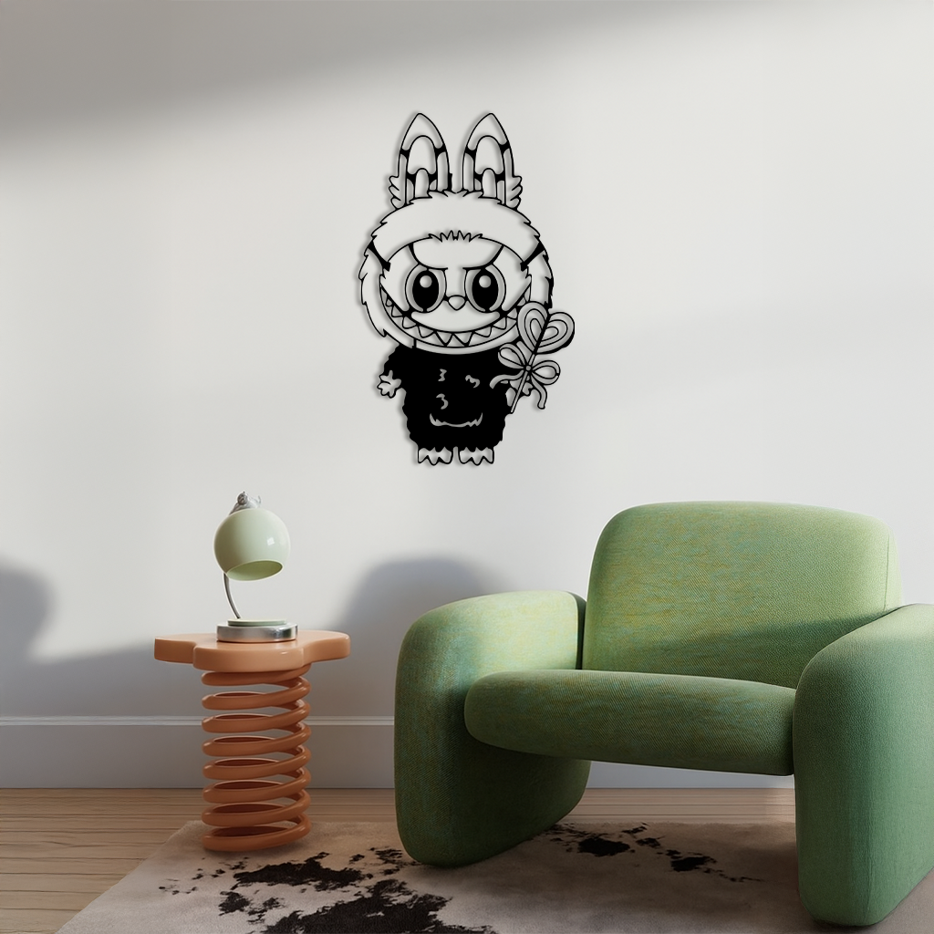 Labubu Silhouette Metal Wall Art – Cute Monster Design - KAFGP050