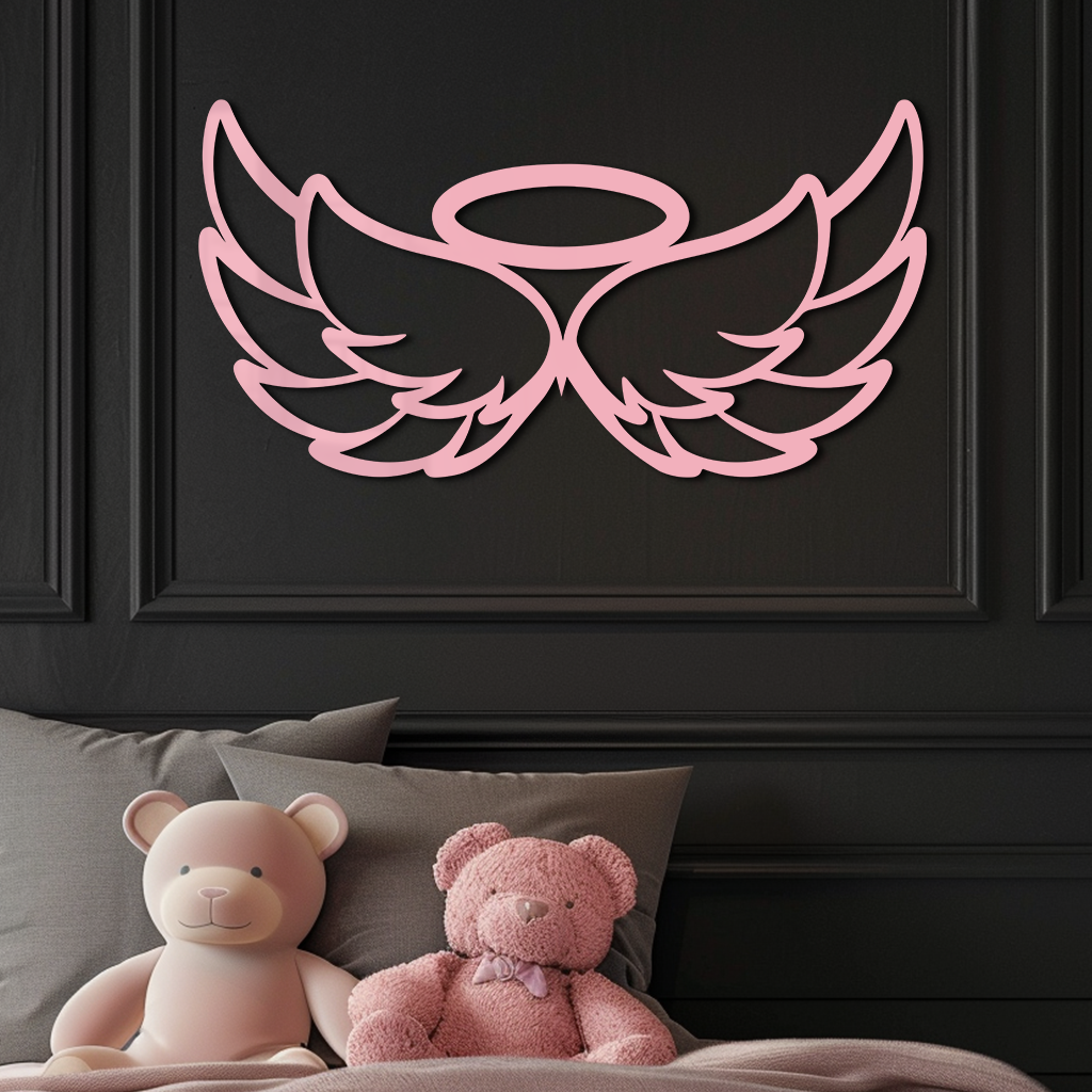 Angel Halo with Wings Metal Wall Art – Spiritual Silhouette Design - KAFGP062