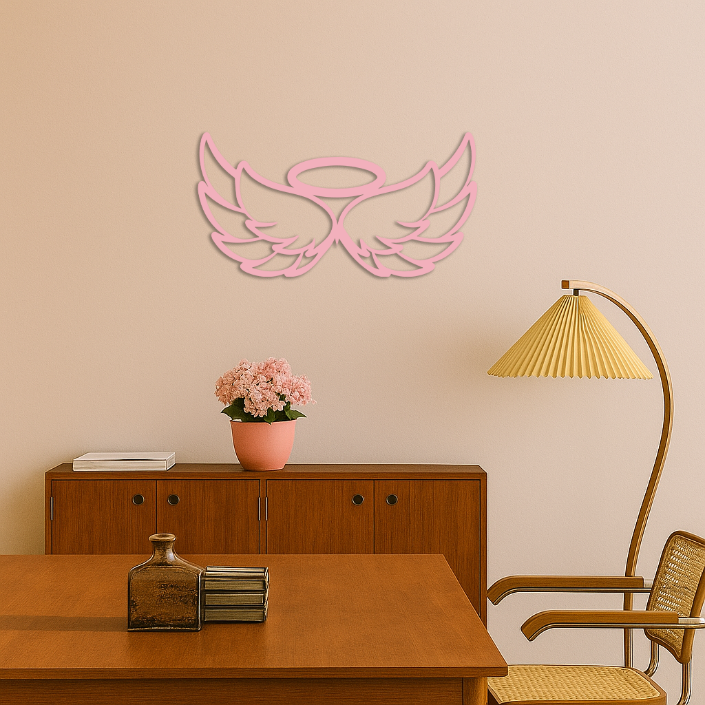 Angel Halo with Wings Metal Wall Art – Spiritual Silhouette Design - KAFGP062