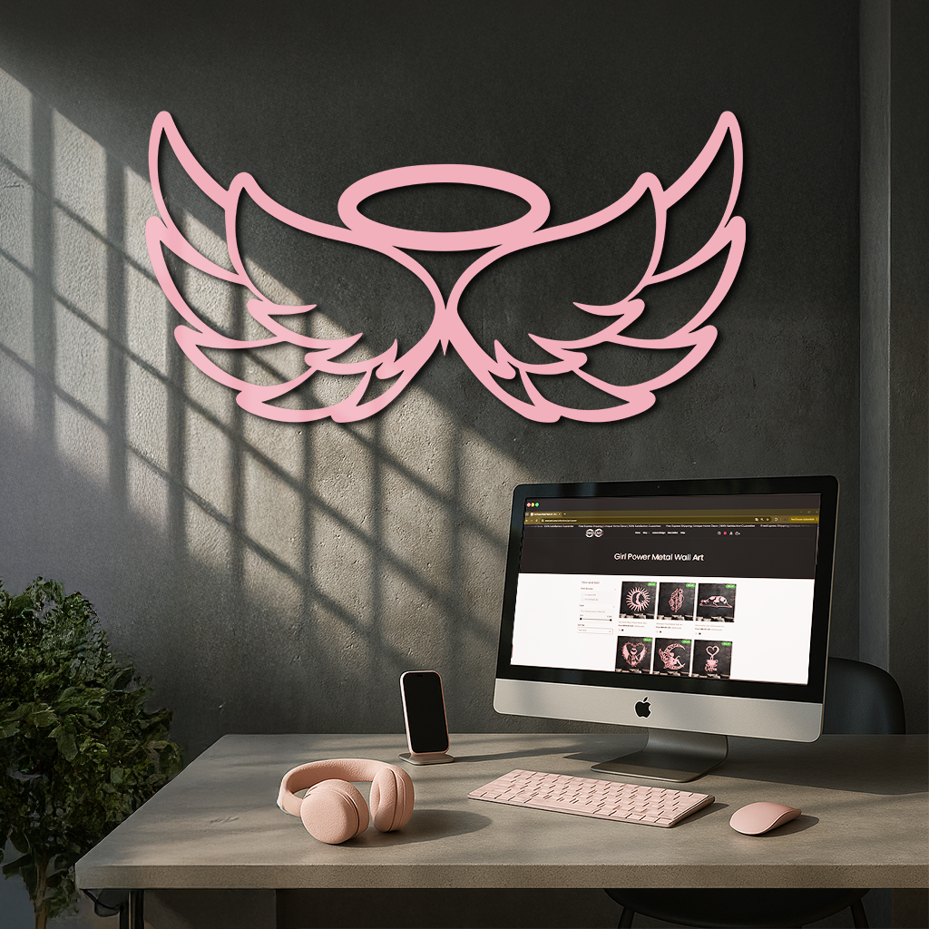 Angel Halo with Wings Metal Wall Art – Spiritual Silhouette Design - KAFGP062