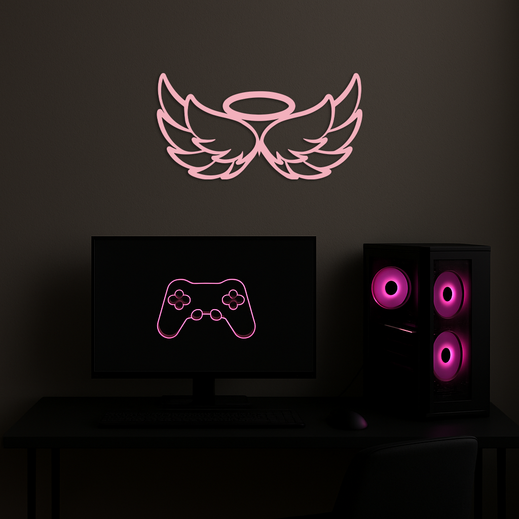 Angel Halo with Wings Metal Wall Art – Spiritual Silhouette Design - KAFGP062