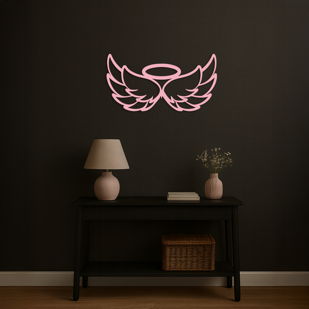 Angel Halo with Wings Metal Wall Art – Spiritual Silhouette Design - KAFGP062