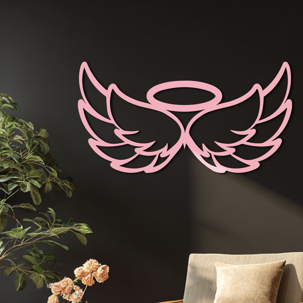 Angel Halo with Wings Metal Wall Art – Spiritual Silhouette Design - KAFGP062