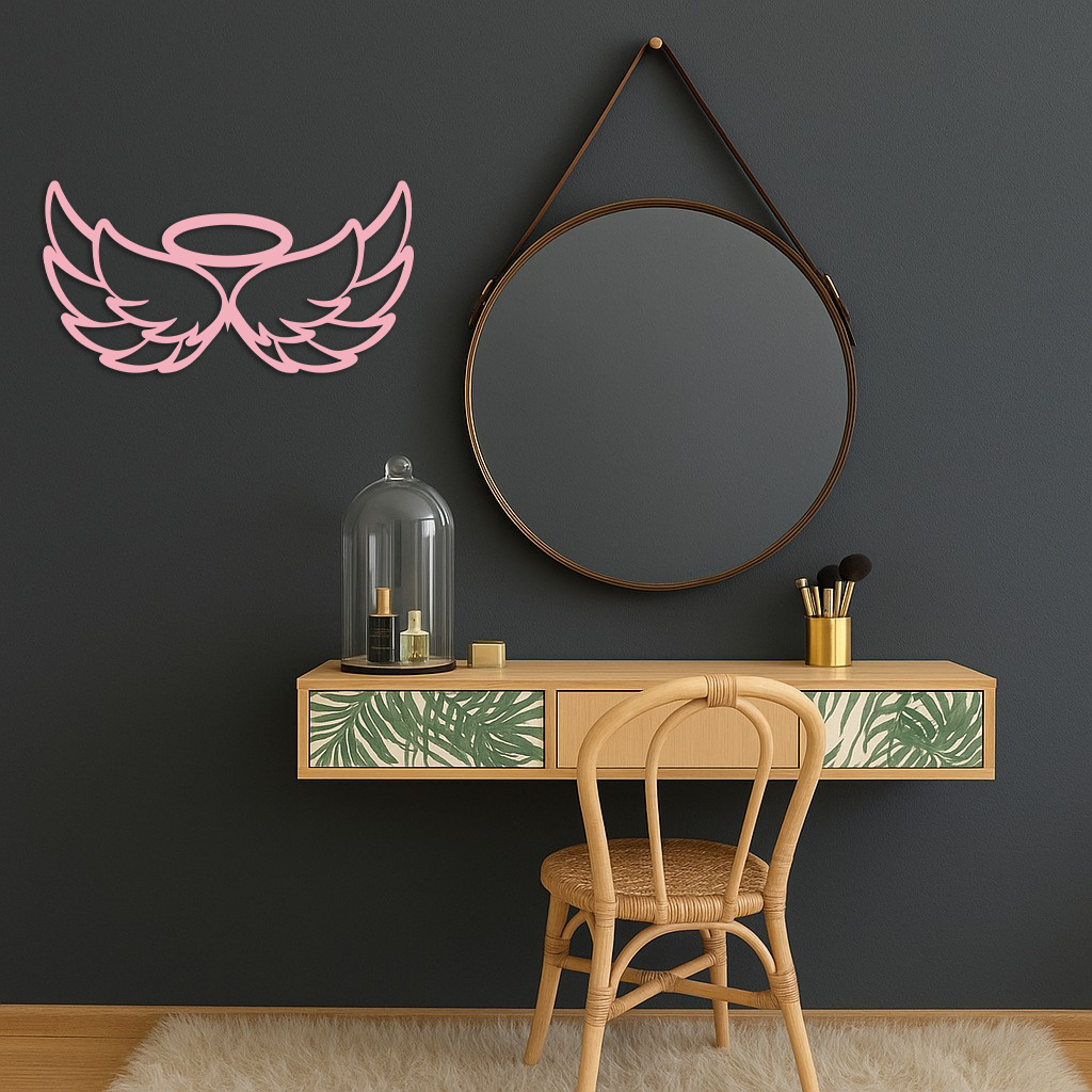 Angel Halo with Wings Metal Wall Art – Spiritual Silhouette Design - KAFGP062
