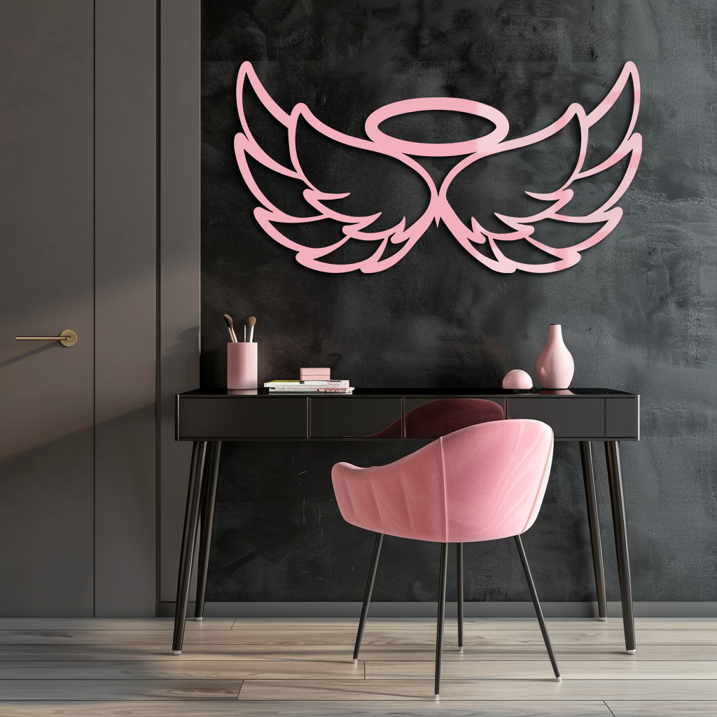 Angel Halo with Wings Metal Wall Art – Spiritual Silhouette Design - KAFGP062