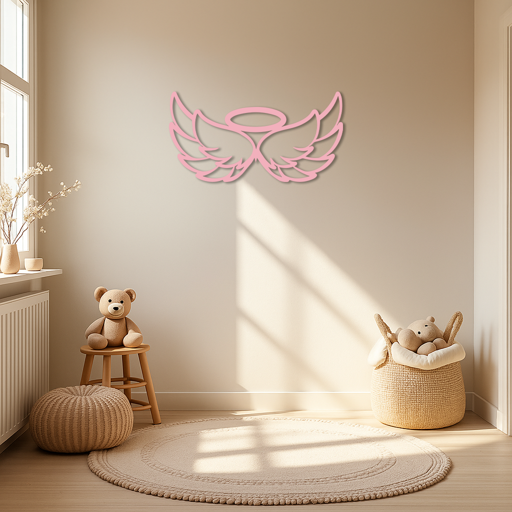 Angel Halo with Wings Metal Wall Art – Spiritual Silhouette Design - KAFGP062