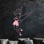 Tinkerbell Fairy Silhouette Metal Wall Art – Whimsical Fantasy Decor - KAFGP072