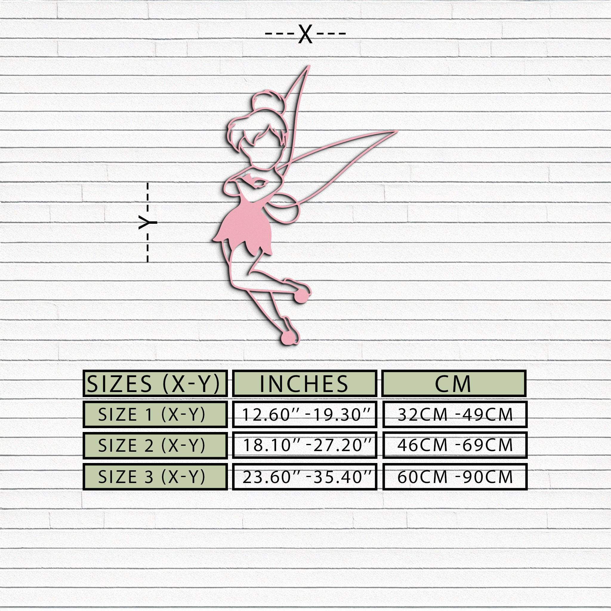 Tinkerbell Fairy Silhouette Metal Wall Art – Whimsical Fantasy Decor - KAFGP072