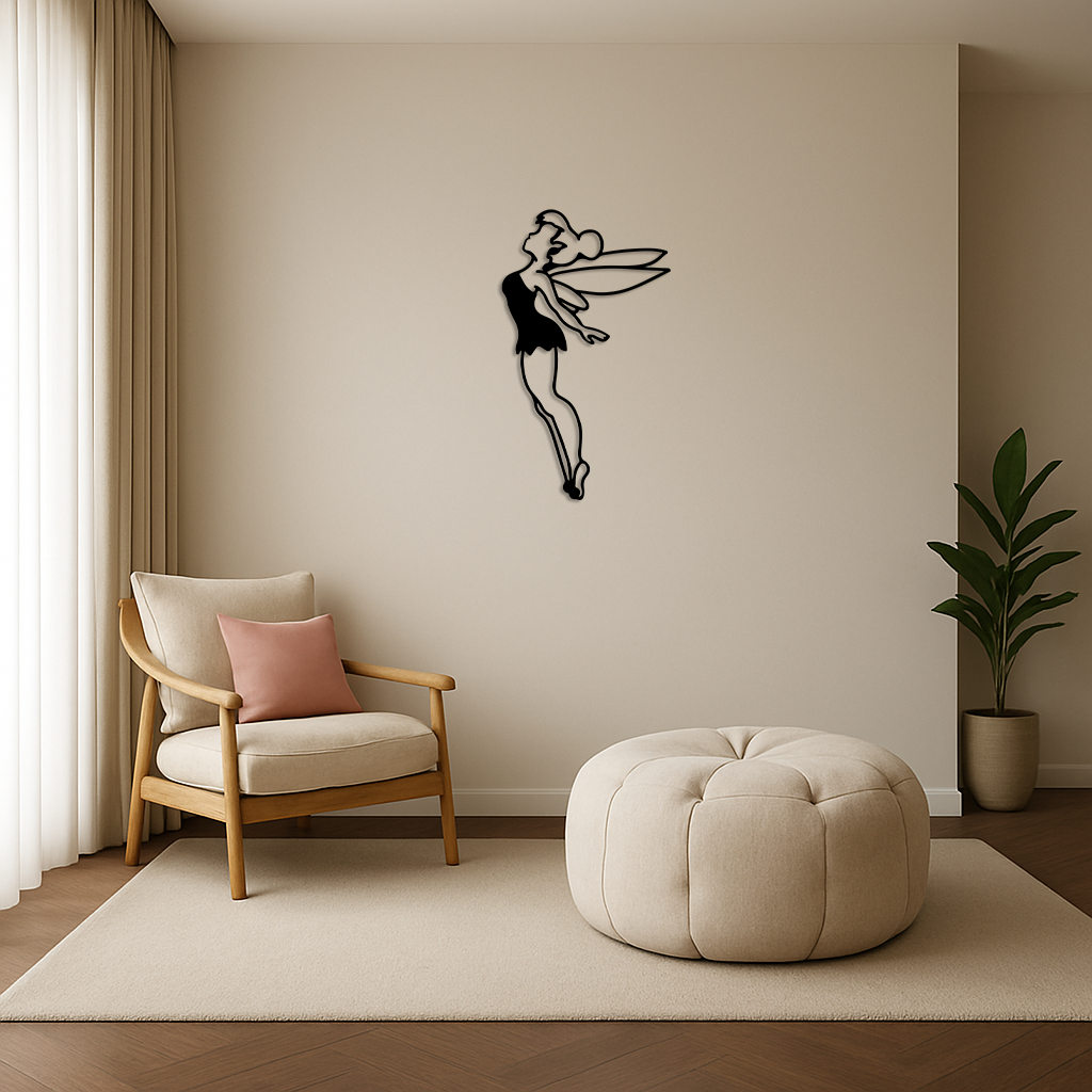 Tinker Bell Silhouette Metal Wall Art – Magical Fairy Home Decor - KAFGP073