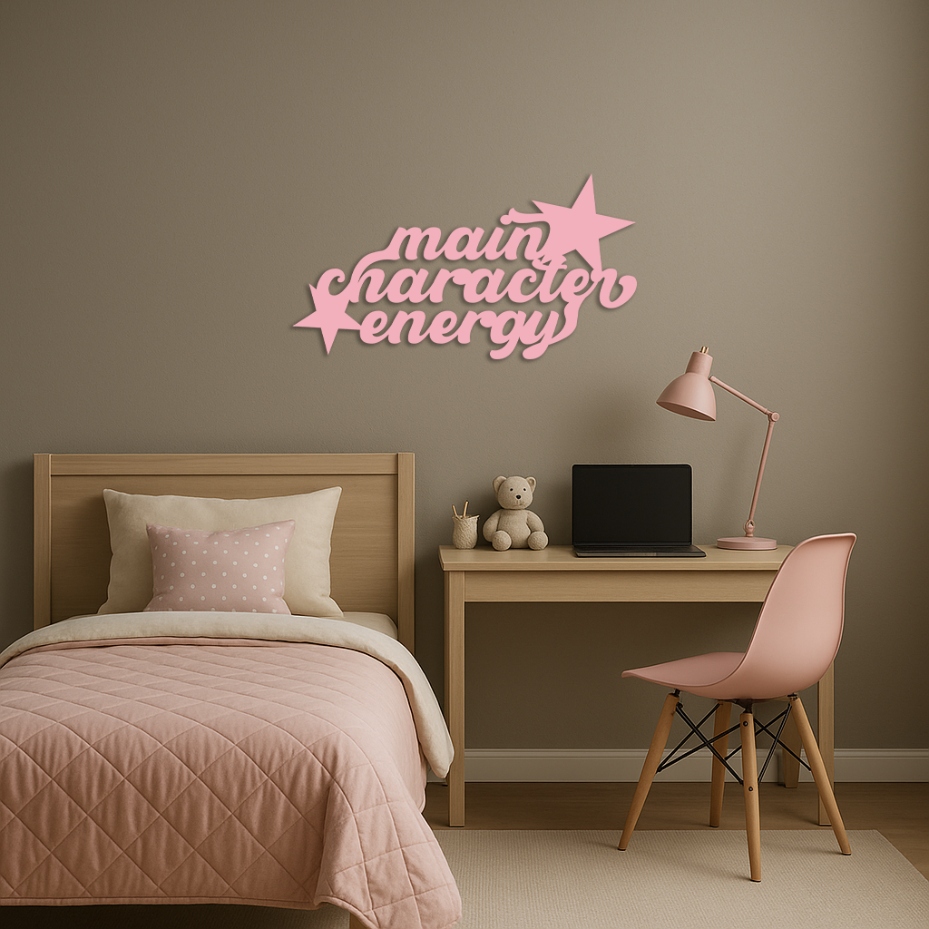 Main Character Energy Metal Wall Art – Bold Motivational Quote Sign - KAFGP098