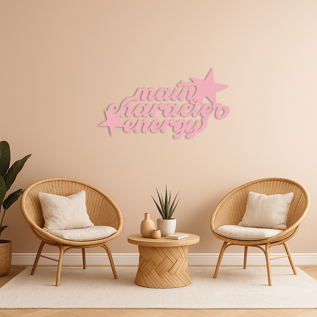 Main Character Energy Metal Wall Art – Bold Motivational Quote Sign - KAFGP098