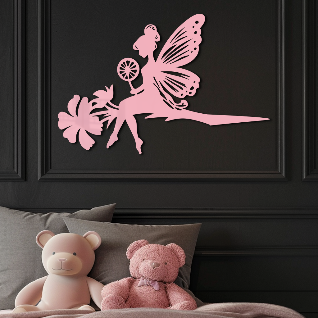 Enchanted Fairy on Flower Metal Wall Art – Garden & Outdoor Decor - KAFGP137