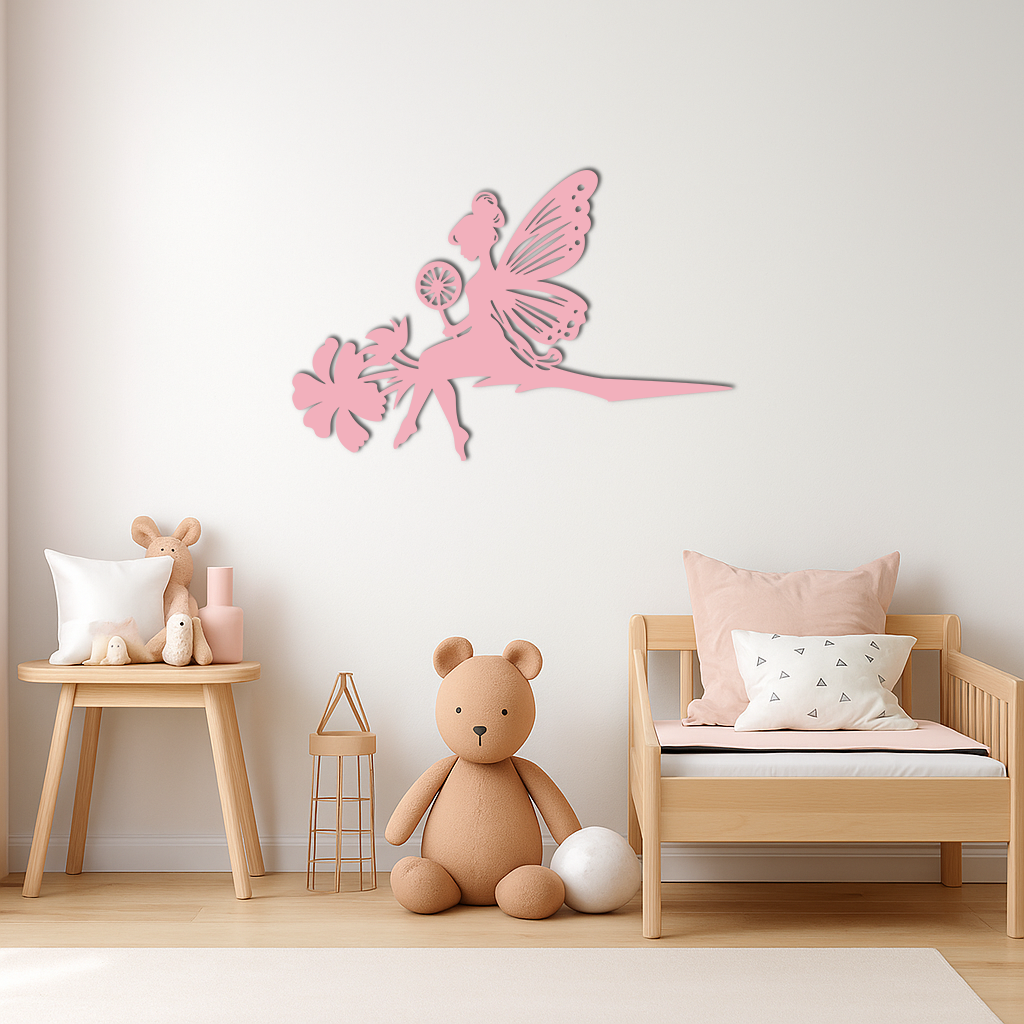 Enchanted Fairy on Flower Metal Wall Art – Garden & Outdoor Decor - KAFGP137