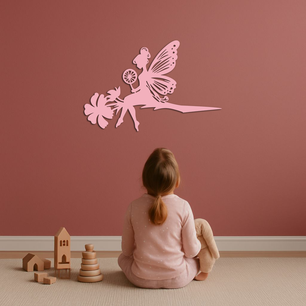 Enchanted Fairy on Flower Metal Wall Art – Garden & Outdoor Decor - KAFGP137