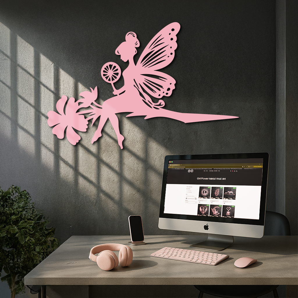 Enchanted Fairy on Flower Metal Wall Art – Garden & Outdoor Decor - KAFGP137