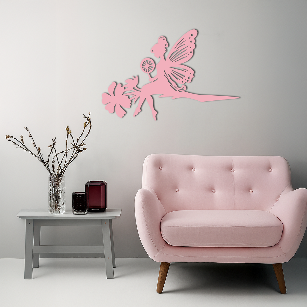 Enchanted Fairy on Flower Metal Wall Art – Garden & Outdoor Decor - KAFGP137