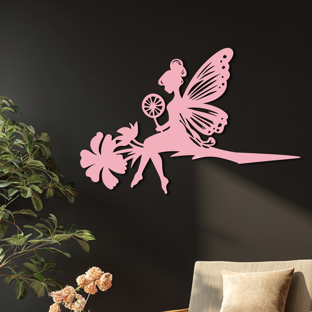Enchanted Fairy on Flower Metal Wall Art – Garden & Outdoor Decor - KAFGP137