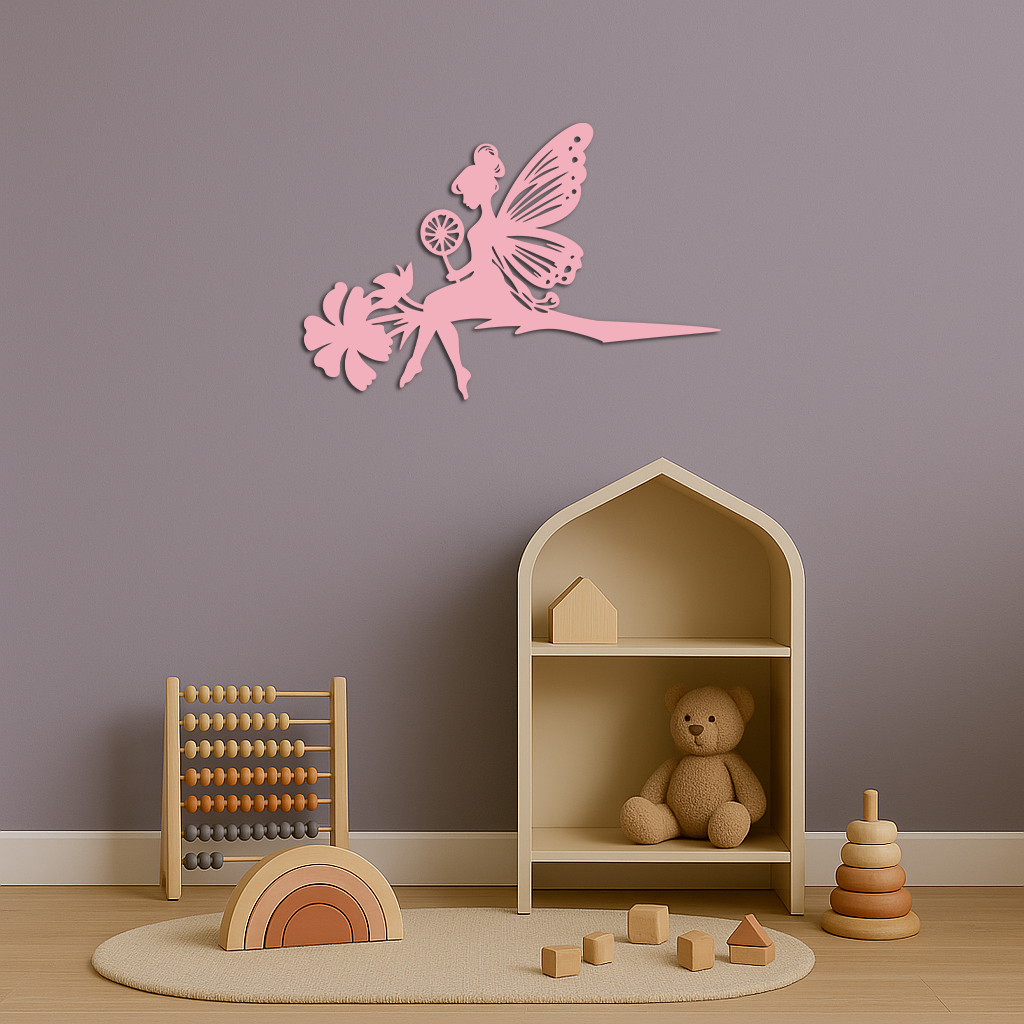 Enchanted Fairy on Flower Metal Wall Art – Garden & Outdoor Decor - KAFGP137