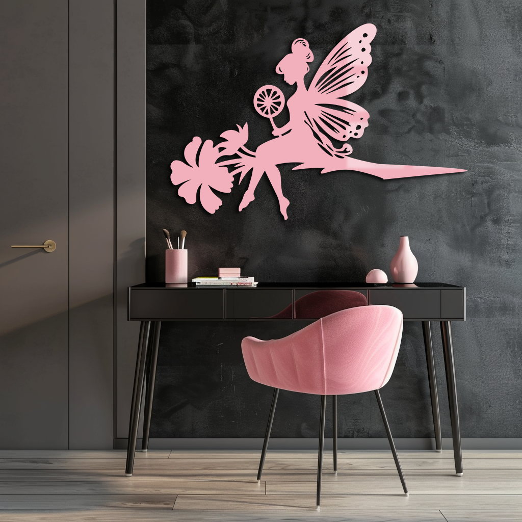 Enchanted Fairy on Flower Metal Wall Art – Garden & Outdoor Decor - KAFGP137