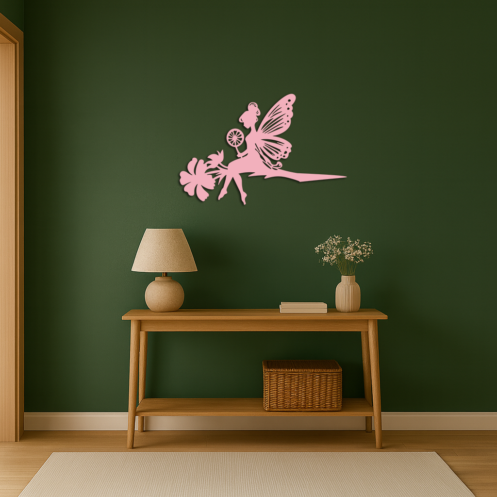 Enchanted Fairy on Flower Metal Wall Art – Garden & Outdoor Decor - KAFGP137