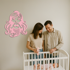 Pink Mermaid Silhouette Metal Wall Art – Cute Ocean Fantasy Wall Decor for Girls - KAFGP152